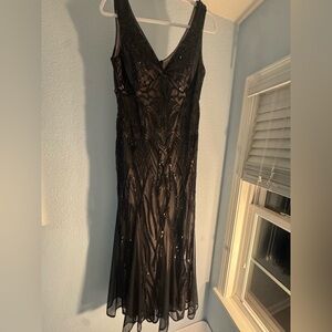 R&M Richards Black Sequin Midi Dress